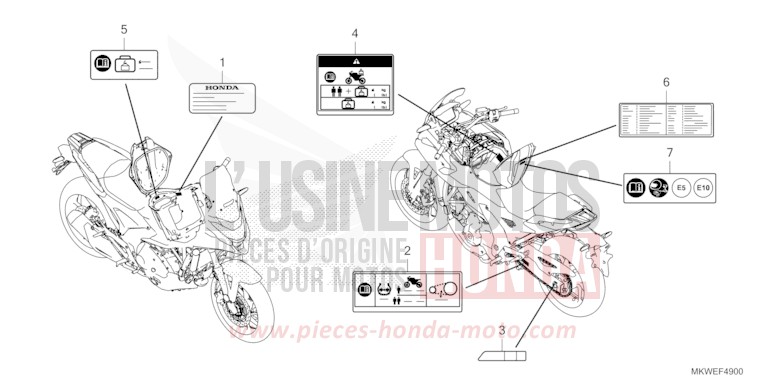 ETIQUETTE DE PRECAUTIONS de NC750X "Méca" MAT PEARL GLARE WHITE (NHB54) 2025